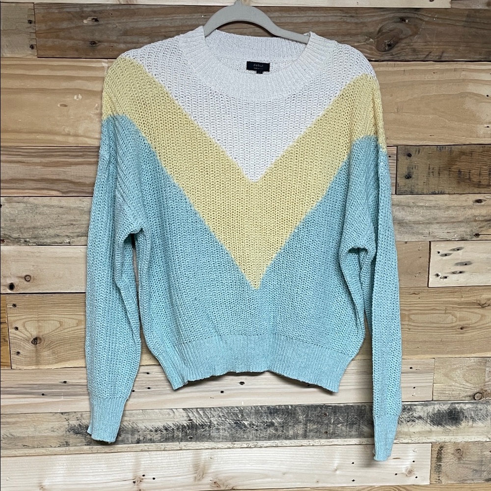 Debut size M/L Pastel Chevron Soft Cropped Sweater